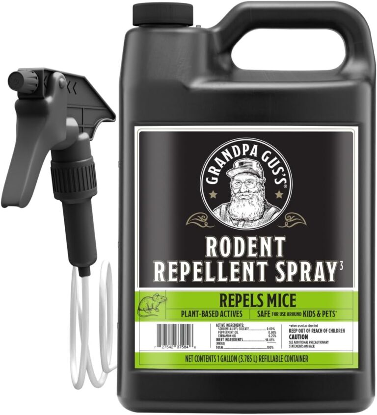 Grandpa Gus's Rodent Repellent Spray with Sprayer, Natural Peppermint & Cinnamon Oils Repel Mice and Stop Rats, 1 Gallon (Pack of 1)