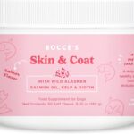 Bocce's Bakery Skin & Coat Supplement for Dogs, Daily Chews Made in The USA with Vitamin E & Essential Fatty Acids, Supports Healthy Skin & Coat, Salmon, 60 ct, Red (DG-SP-SKIN60)