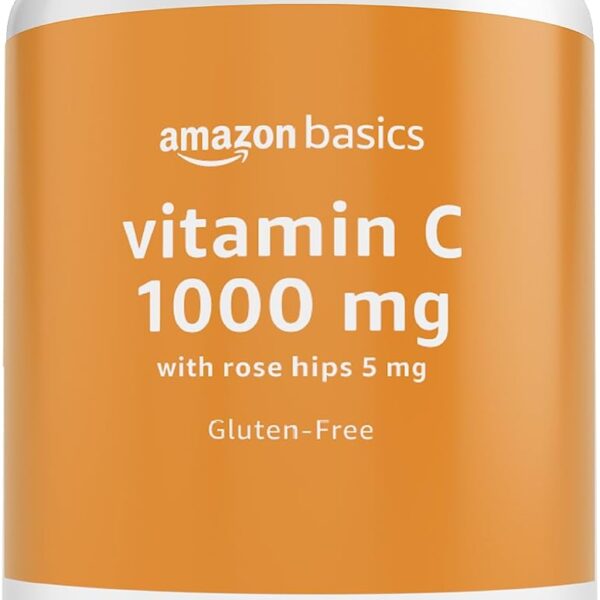 Amazon Basics - Vitamin C, 1000 mg with Rose Hips 5mg, 90 tablets (1 per serving), Gluten Free