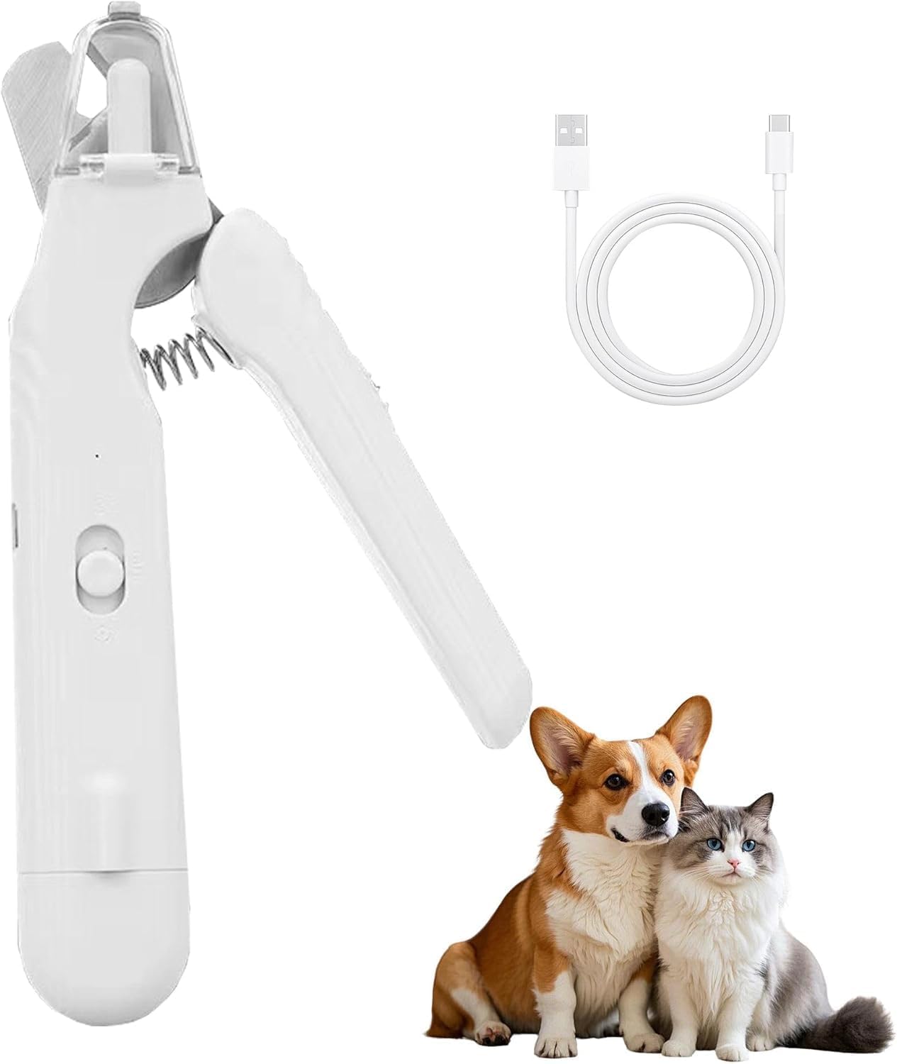 2-in-1 Dog Nail Clipper & Grinder for Dogs & Cats LED Light, Low Noise, USB Rechargeable Safe Nail Trimmer for Large, Medium & Small Breeds Pet Grooming Kit Tool with Dust Cap & Safety Guard 2-in-1 Dog Nail Clipper & Grinder for Dogs & Cats LED Light, Low Noise, USB Rechargeable Safe Nail Trimmer for Large, Medium & Small Breeds Pet Grooming Kit Tool with Dust Cap & Safety Guard