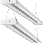4FT Linkable LED Shop Light for Garages, 42W 4800LM 5000K Daylight Led Shop Lights, Ceiling Light with Pull Chain (ON/Off), Linear Worklight Fixture with Plug, 2 Pack