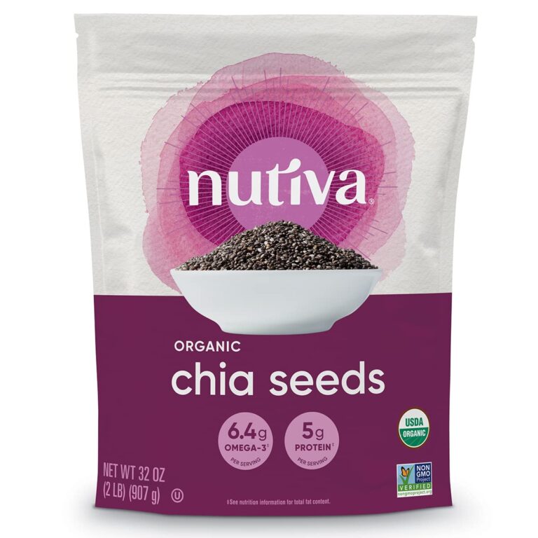Nutiva USDA Organic Premium Nutrient-Dense Raw Black Chia Seeds with 3g Protein & 5g Fiber for Salads, Yogurt & Smoothies, Non-GMO, Vegan, Gluten-Free, Keto & Paleo, 32 Ounce
