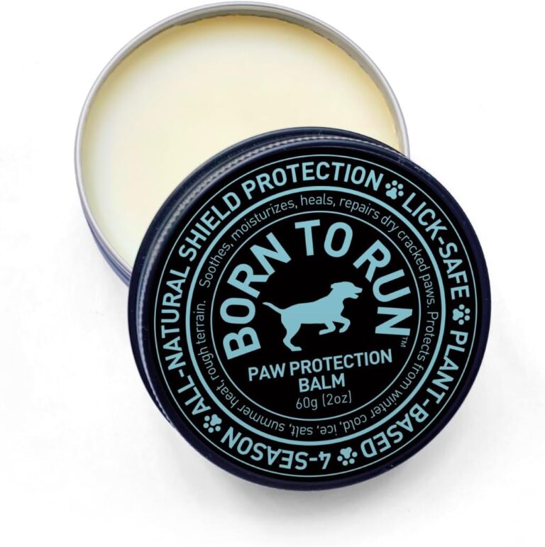BORN TO RUN Dog Paw Balm | Natural Paw Wax Protection for Cold Heat Harsh Surfaces & 4-Season Relief | Soothes Moisturizes Heals Dry Cracked Itchy Rough Paws | Plant-Based Lick Safe Paw Cream 2oz