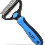 Pet Craft Supply Dog Grooming Rake Undercoat Brush 2-in-1 Pet Deshedding Dematting Detangler Tool with Double Sided Metal Comb Head for Cats and Dogs with Long or Short Hair Fur