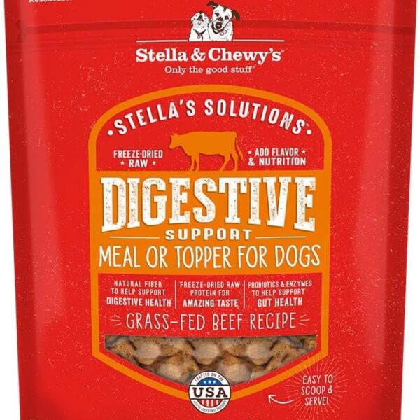 Stella & Chewy's Freeze-Dried Raw Dog Food for Digestive Health - Grass-Fed Beef Dinner Morsels - Natural Solution for Sensitive Stomach, Gas & Firm Stools - Premium Raw Nutrition - 4.25oz