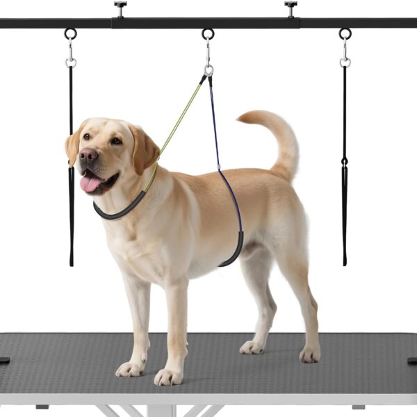 Artibear Dog Grooming Arm with Clamp for Large Dog, Adjustable Height to 33in and Width to 43in, Pet Grooming Table Arm with 2 Loop Noose & 2 No Sit Haunch Holder for Home & Store (Table Not Include)