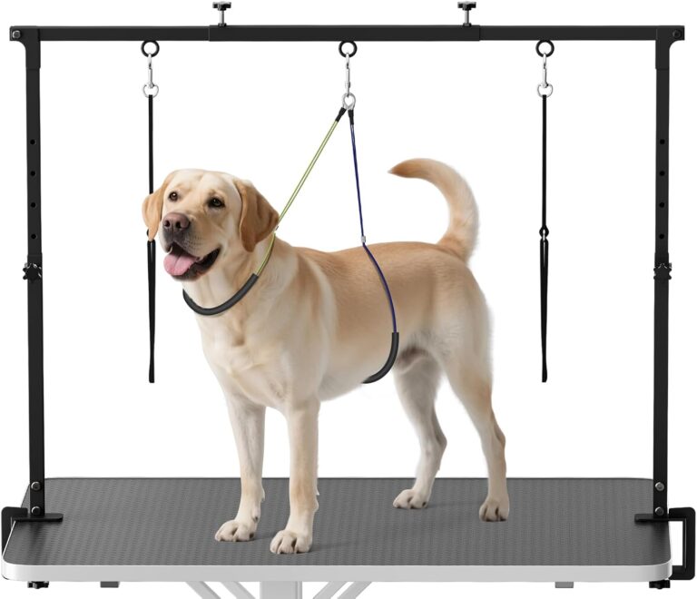 Artibear Dog Grooming Arm with Clamp for Large Dog, Adjustable Height to 33in and Width to 43in, Pet Grooming Table Arm with 2 Loop Noose & 2 No Sit Haunch Holder for Home & Store (Table Not Include)