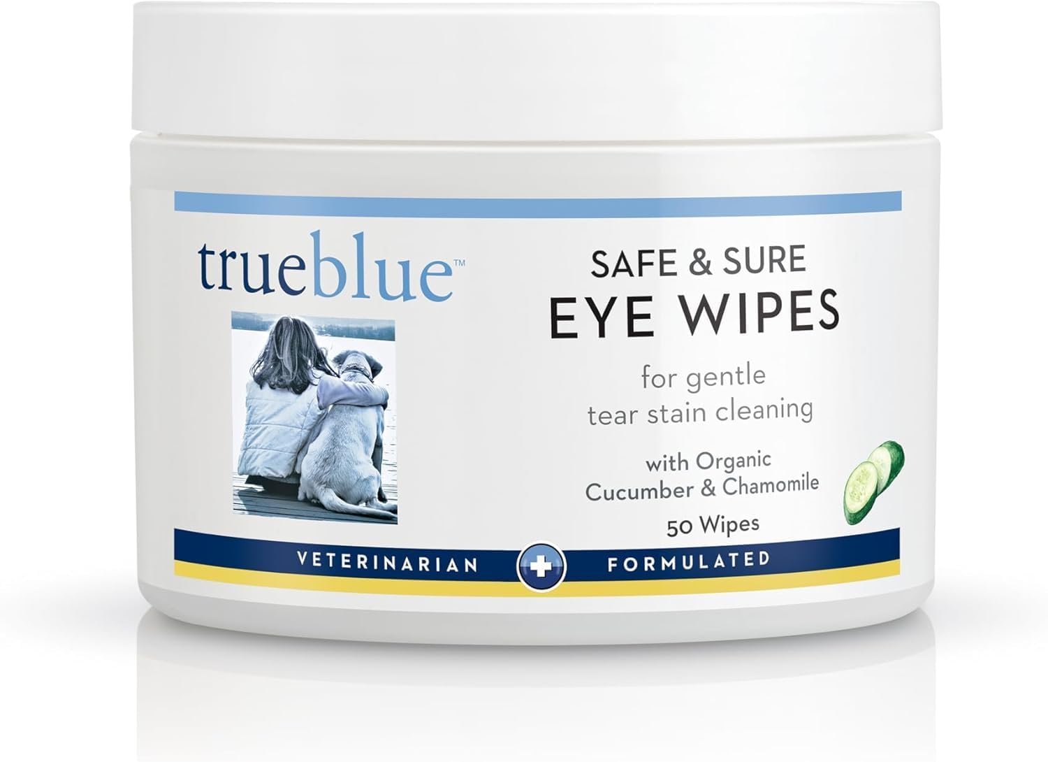 TrueBlue Cucumber & Chamomile Safe and Sure Dog Eye Wipes Pre-Moistened Textured Pads for Tear Stain Eye Cleaning Cleansing Eye Wipe for Dogs, Puppies Non-Toxic, All-Natural 50 Count TrueBlue Cucumber & Chamomile Safe and Sure Dog Eye Wipes Pre-Moistened Textured Pads for Tear Stain Eye Cleaning Cleansing Eye Wipe for Dogs, Puppies Non-Toxic, All-Natural 50 Count