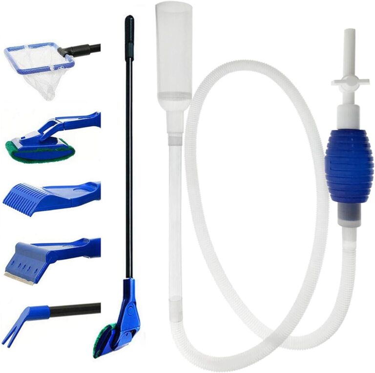 GreenJoy Aquarium Fish Tank Cleaning Kit - 5 in 1 Algae Scraper Set - Siphon Vacuum for Water Changing and Sand Cleaner (Cleaner Set)