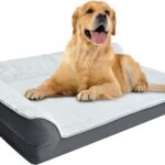 Amazon Basics Washable L-Shaped Dog Bed for Large Dogs, Anti-Slip Pet Sofa Bed for Indoor Dogs, Crate Bed, 42x30x8 Inches, Gray, Large