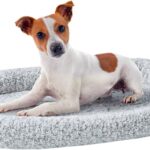 Friends Forever Bolster Dog Crate Mat 30 Inch, Washable Dog Crate Bed, Sherpa Fleece, Nova Grey