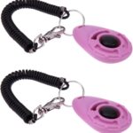 GOUDOGEDC 2Pcs Pink Clicker Easy to Use with Button Dog Training Accessories Strong and Long-Lasting,Training and Behavior Aids
