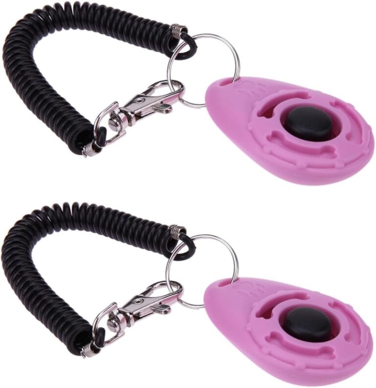 GOUDOGEDC 2Pcs Pink Clicker Easy to Use with Button Dog Training Accessories Strong and Long-Lasting,Training and Behavior Aids