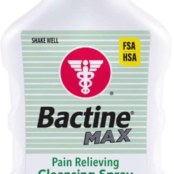 Bactine Max Pain Relieving Antiseptic Spray with Lidocaine, First Aid Pain + Itch Relief, No-Sting, Kills 99% of Germs*, 5oz