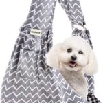 FDJASGY Small Pet Sling Carrier-Hands Free Reversible Pet Papoose Bag Tote Bag with a Pocket Safety Belt Dog Cat for Outdoor Travel (Gray Stripe)