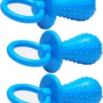 3Pcs Blue Dog Pacifier Chew Toys, Mini Bite Resistant Bell Shape Rubber Pacifier Pet Dog Puppy Molar Chew Training Toy, Puppy Pacifier,Bell Chewing Playing Training Toys