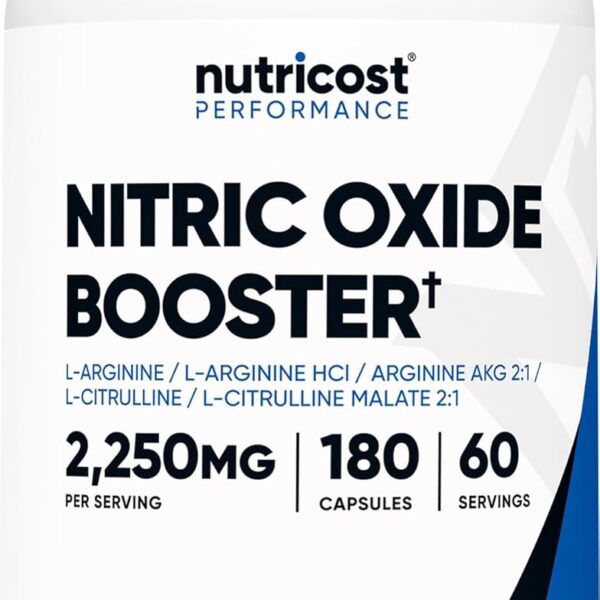 Nutricost Nitric Oxide Booster 2250mg, 180 Capsules - 750mg Per Casule, 60 Servings - Gluten Free and Non-GMO