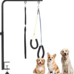 Dog Grooming Arm, 29" Height Adjustable Pet Grooming Arm with Clamp for Small and Medium Dogs,Grooming Loop and No Sit Haunch Holder