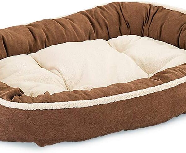 SPOT Sleep Zone Faux Suede Oval Cuddler, Donut Dog Bed - Fabric Bottom - 31X24 Inches/Chocolate/Attractive, Durable, Comfortable, Washable. by Ethical Pets