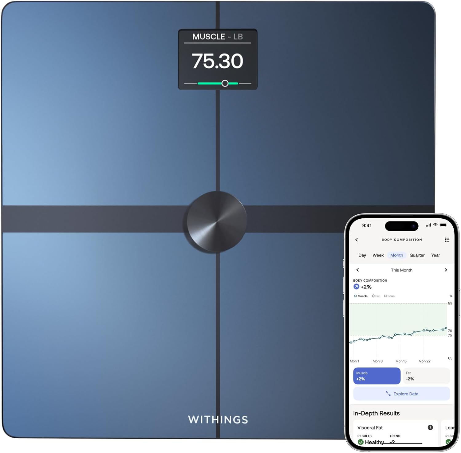 WITHINGS Body Smart - Accurate Scale for Body Weight and Fat Percentage, Body Composition Wi-Fi and Bluetooth Weight Scale, Baby Weight Scale, Smart Scale Apple Health Compatible, Bathroom Scale WITHINGS Body Smart - Accurate Scale for Body Weight and Fat Percentage, Body Composition Wi-Fi and Bluetooth Weight Scale, Baby Weight Scale, Smart Scale Apple Health Compatible, Bathroom Scale