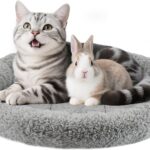 Round Cat Bed Washable Cat Donut Bed with Non-Slip Bottom Comfortable Soft Pet Bed for Cats and Small Dog/Gray Diameter: 19.5"