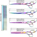 LILYS PET Professional PET DOG Grooming Coated Titanium scissors suit Cutting&Curved&Thinning shears (7.5 inches, Rainbow)