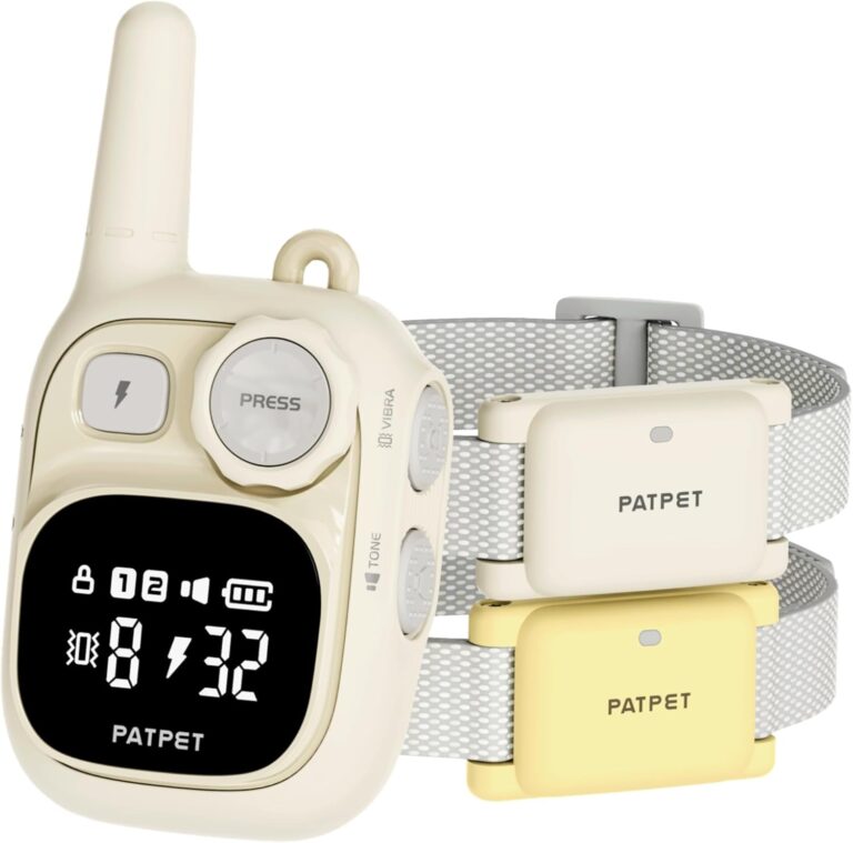 PATPET Dog Training Collar - IPX7 Waterproof Static Collar for Dogs 8-100lbs, 1800ft Rechargeable Dog Trainer with Remote for 2 Dogs, 3 Safe Modes