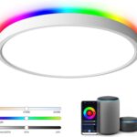 TALOYA 18 Inch Flush Mount Light Fixture Led,Compatible with Alexa Google Assistant Smart Life App,Sleek Round Ceiling Fixture,36+4W Main Light and RGB Night Light Adjustable,Enabled by 2.4G Wi-Fi