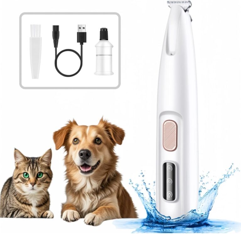 Dog Paw Trimmer Electric Dog Trimmer for Paws,Rechargeable Low Noise Waterproof Micro Precision Cordless Grooming Clipper with LED for Safe Pet Grooming Ears Rump Face Eye Paw Hair Trimmer for Pets