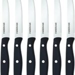 Farberware Triple Riveted Steak Knife Set, 6-Piece, High-Carbon Stainless Steel Knife Set, Razor-Sharp Steak Knife Set with Fine Edge Blades, Black