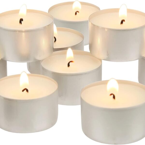 Stonebriar Unscented Long Burning White Tealight Candles, Bulk Pack, 6-7 Hour Burn Time, Smokeless Tealights for Parties, Weddings, Home, 50 Count