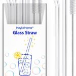 4-Pack Reusable Glass Straw, Size 8.5''x10 MM,Including 2 Straight and 2 Bent with 2 Cleaning Brush- Perfect For Smoothies, Tea, Juice
