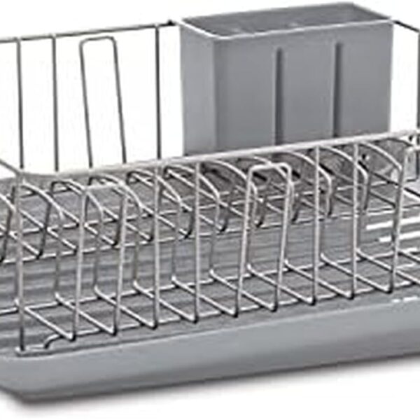 Farberware 3-Piece Large Capacity Dish Drying Rack Set with Drainboard and Utensil Holder, Rust-Resistant Kitchen Counter Dish Drainer