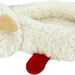 Multipet Lamb Chop Dog Bed - Ultra Plush Polyester w/ Removable Soft Foam & Non-Skid Bottom - Gentle Machine Washable - Durable Dog Bed for All Dogs (27", White)