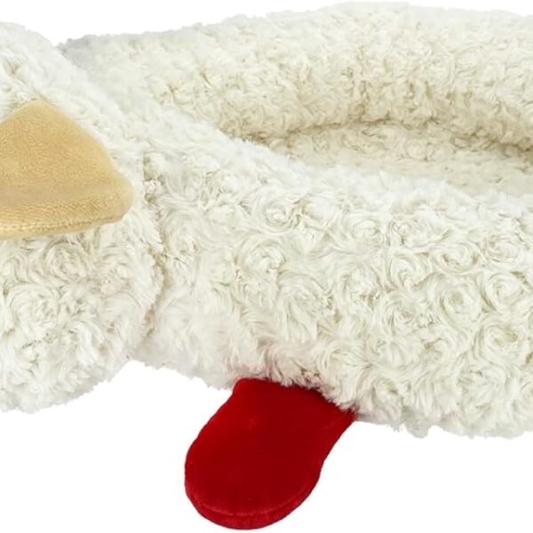 Multipet Lamb Chop Dog Bed - Ultra Plush Polyester w/ Removable Soft Foam & Non-Skid Bottom - Gentle Machine Washable - Durable Dog Bed for All Dogs (27", White)
