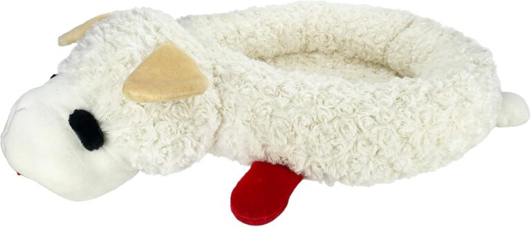 Multipet Lamb Chop Dog Bed - Ultra Plush Polyester w/ Removable Soft Foam & Non-Skid Bottom - Gentle Machine Washable - Durable Dog Bed for All Dogs (27", White)