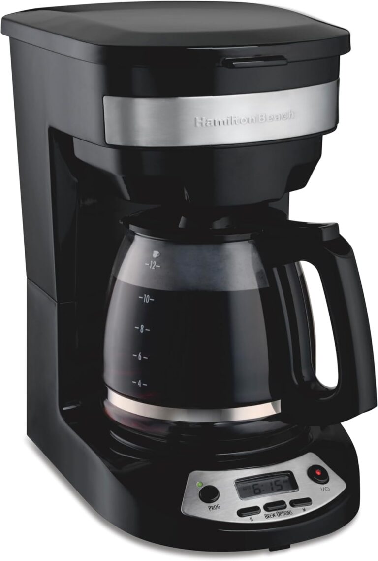 Hamilton Beach 12 Cup Programmable Drip Coffee Maker, Brew Options, Glass Carafe (46299), Black with Stainless Accents