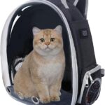 Cooling Fan Pet Backpack Carrier,Airline Approved Transparent Bubble Backpack for Cats, Dogs, Puppies Built-in Side Fan for Active Ventilation & Comfort Travel and Outdoor (Black)