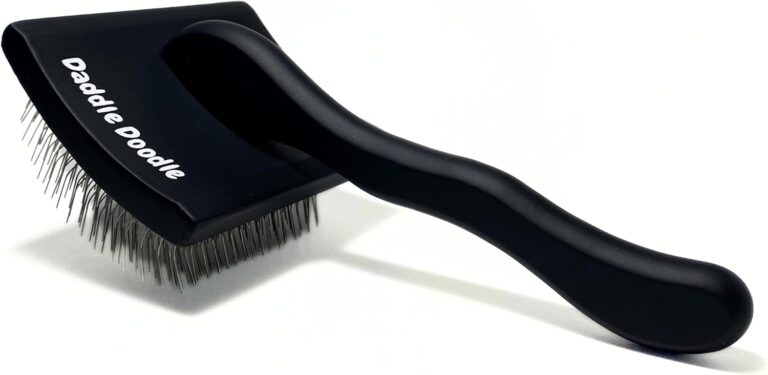 Daddle Doodle Dog Slicker Brush - Grooming Designed for All Poodles and Doodle Mixes  Fluff, Style, Detangle, and Demat  Ergonomic Handle Design  Angled Brush Pins that are Safe and Effective