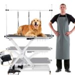 Professional Electric Dog Grooming Table, Height Adjustable (9.4"-39.4") Pet Grooming Table with Foot Control, X-Lift, Anti-Slip Tabletop, Dog Grooming Station Max Load 264Lbs