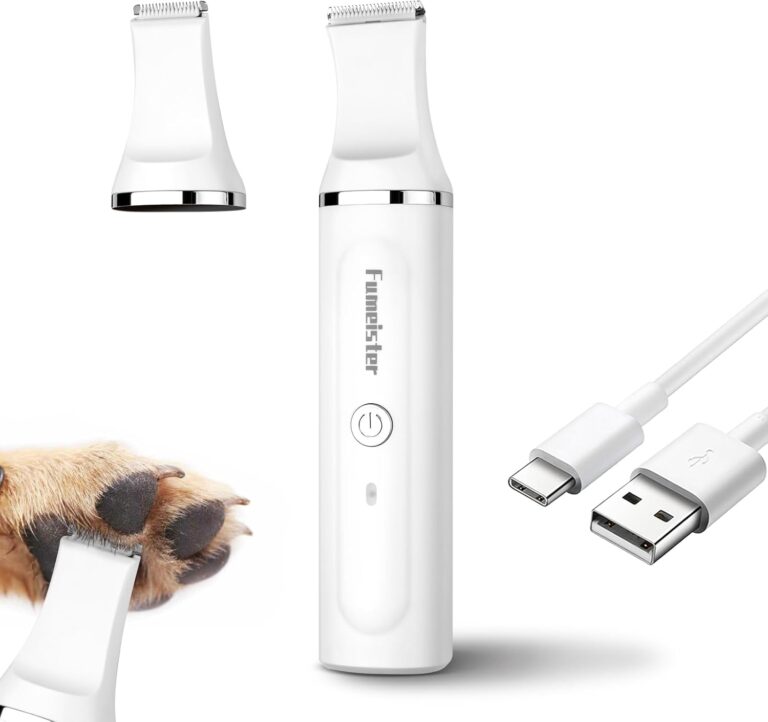 Fumeister Dog Clippers for Grooming, Cordless Waterproof Dog Hair Trimmer with Type-C Charging, Low Noise for Trimming Cats & Dogs' Specific Areas Around Paws, Eyes & More (White)