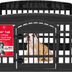 IRIS USA 24" 4-Panel Dog Playpen with Door, 35 x 35 x 24, Puppy Playpen, Dog Play Pen Indoors, Pet Fence, Puppies/Small Dogs, Black