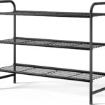 Kitsure Shoe Rack - Stainless Steel Shoe Organizer, Sturdy Shoe Rack for Closet and Front Door Entrance, Free Standing Shoe Shelf, Closet Organizers and Storage, 25.6" Wide - 3 Tier, Black