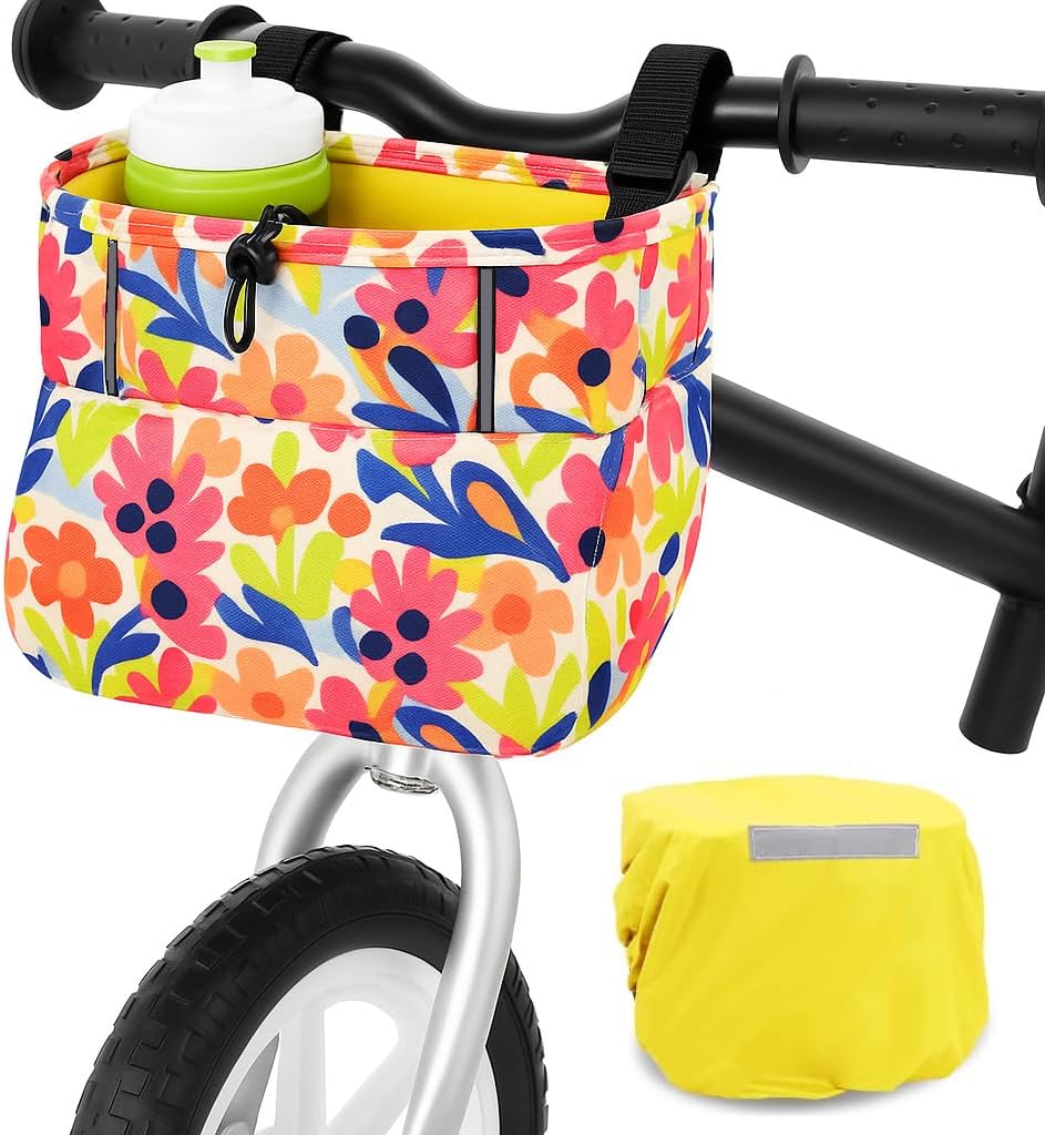 ANZOME Kids Bike Basket, Colorful Blocks Large Bicycle Basket, Bicycle Handlebar Bag, Waterproof Fabric Colorful Bike Basket for Women, Men, Kids ANZOME Kids Bike Basket, Colorful Blocks Large Bicycle Basket, Bicycle Handlebar Bag, Waterproof Fabric Colorful Bike Basket for Women, Men, Kids