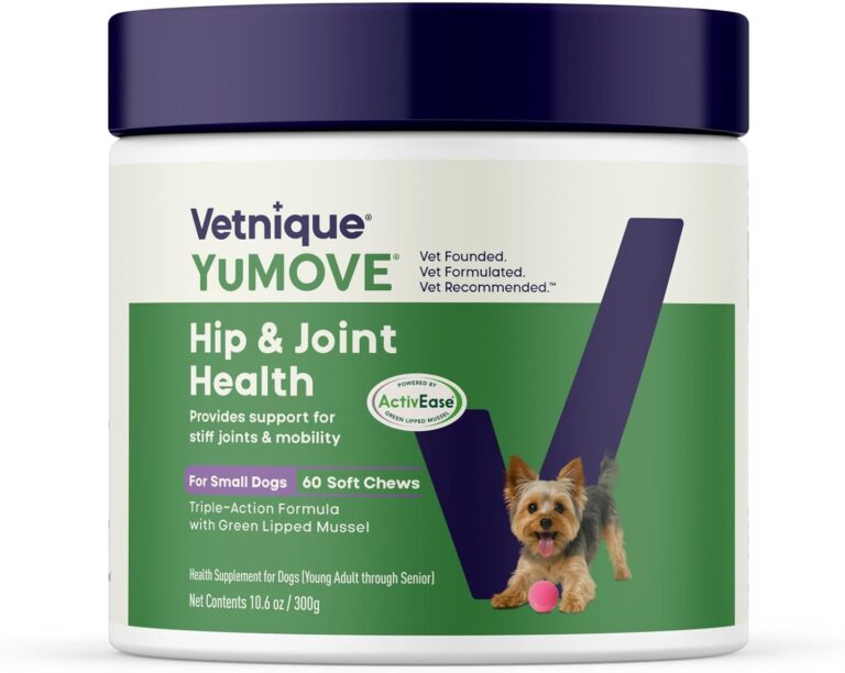 YuMOVE Hip & Joint Supplement for Dogs - With Glucosamine Chondroiton, Green Lipped Mussel , Hyaluronic Acid, and Omega 3 Joint Supplement for Stiffness and Mobility - 60 Chews (Small/Medium Dogs)