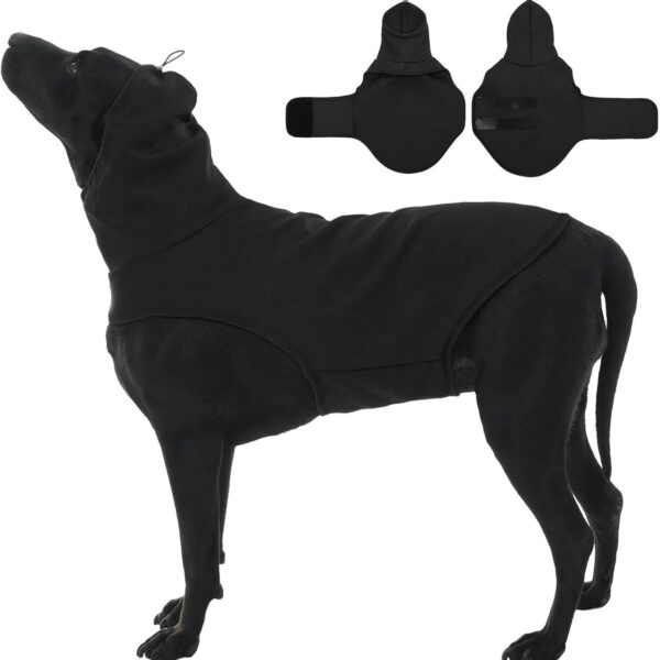 MIGOHI XL Dog Anxiety Calming Vest for Fireworks, Storms, Travel, Separation, Stretchable Calming Hoodie for Dogs Anxiety, Adjustable Head Wrap to Calm Down Dogs, XL,Black