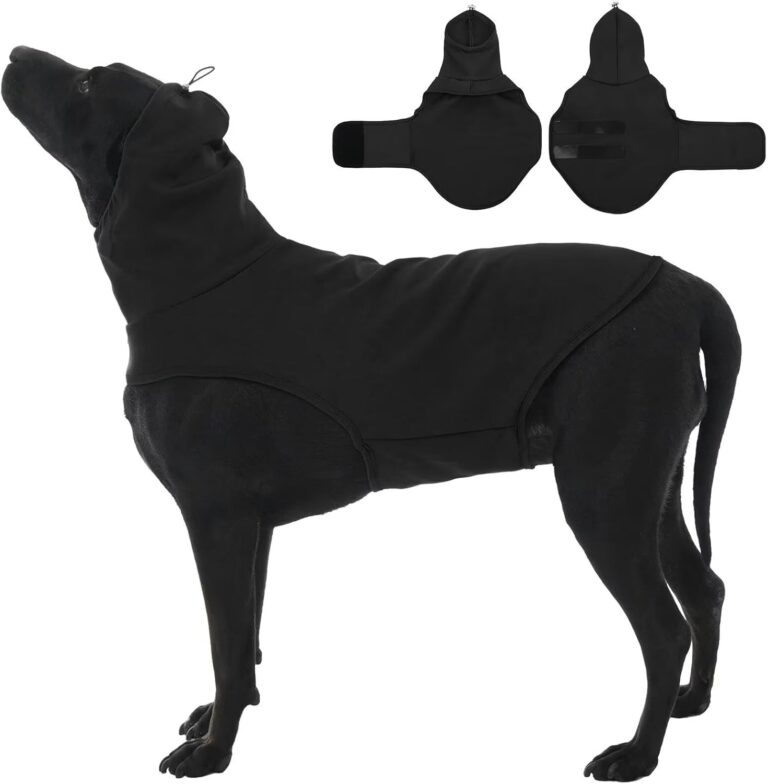 MIGOHI XL Dog Anxiety Calming Vest for Fireworks, Storms, Travel, Separation, Stretchable Calming Hoodie for Dogs Anxiety, Adjustable Head Wrap to Calm Down Dogs, XL,Black