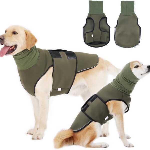 Dog Anxiety Vest,Pet Calming Hoodie Breathable Dog Anti-Anxiety Jacket for Thunder Fireworks and Separation,Green S