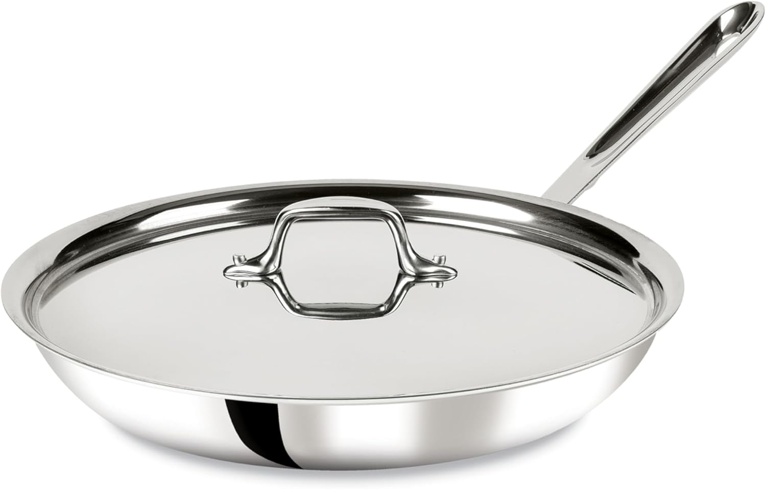 All-Clad D3 12" Stainless Steel Frying pan W/Lid, 3-Ply Stainless Steel Pan, Induction, Oven Broiler Safe 600F Skillet, Professional Cookware, Silver All-Clad D3 12" Stainless Steel Frying pan W/Lid, 3-Ply Stainless Steel Pan, Induction, Oven Broiler Safe 600F Skillet, Professional Cookware, Silver
