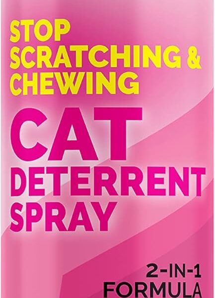 Stop Scratching Cat Spray to Keep Cats Off Furniture, Non-Toxic Cat Spray Deterrent, Stops Chewing Cords, Plants and More, Indoor and Outdoor Safe, Lemongrass Scent, Made in USA